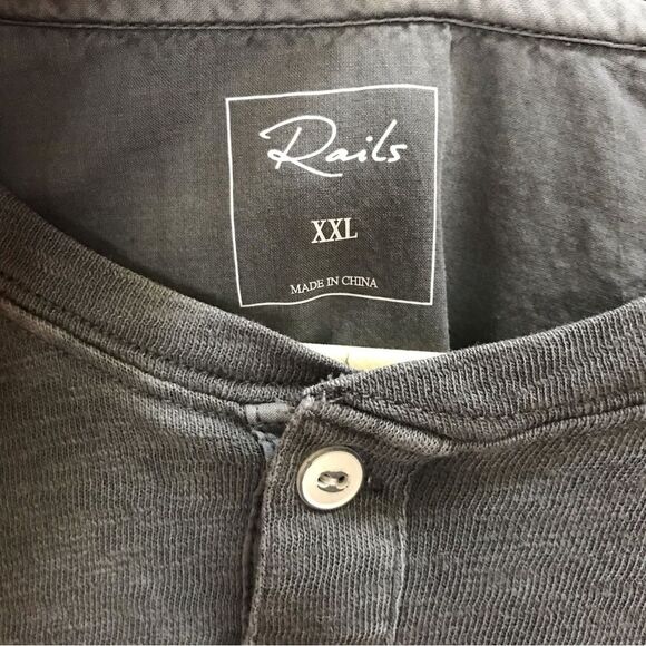 Rails Skhi Henley Washed Black Grey Long Sleeve Shirt Cotton XXL - Picture 7 of 11